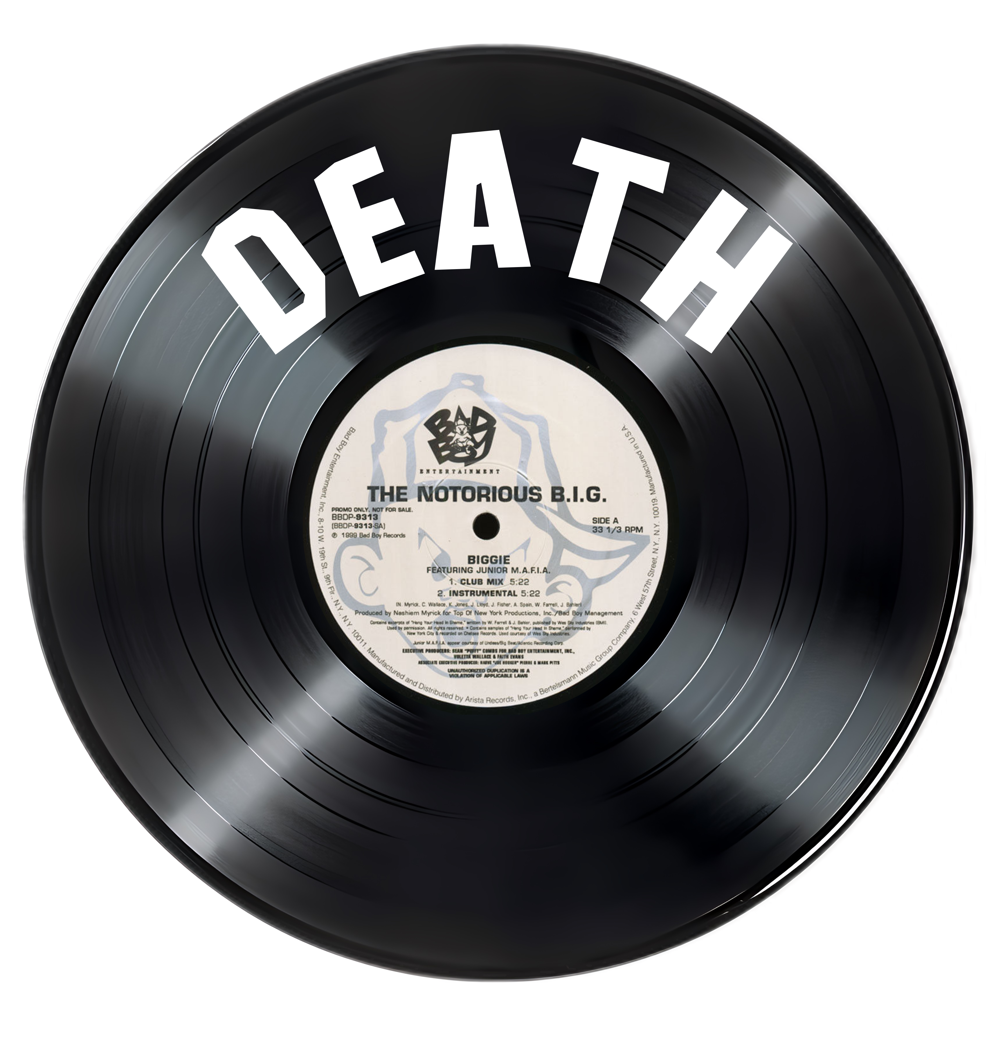 Picture of a record with the words death